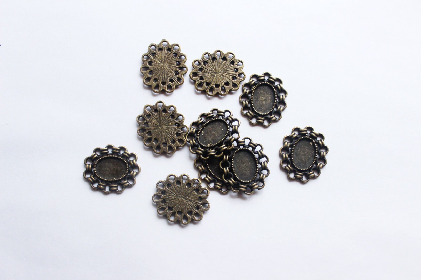 10 pcs round blank for jewelry making cameo cabochon base supplies DIY (ov011)