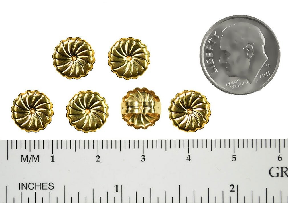 14K Gold-Filled Swirl Earring Backs, 9mm Large, 3 Pairs – Durable, Comfortable S