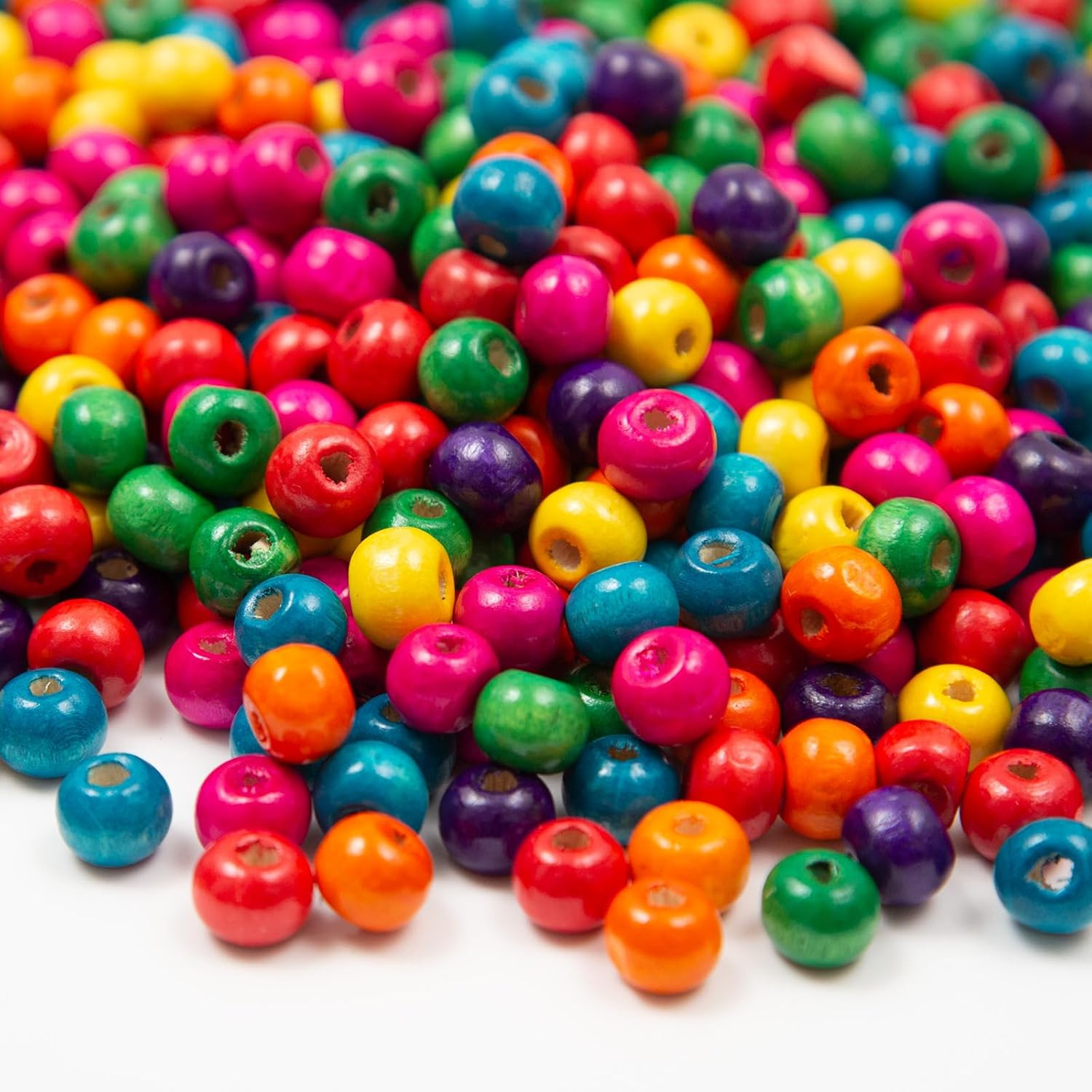 600Pcs Colorful Wooden Beads 10Mm Wood Beads Wooden Loose Spacer Beads