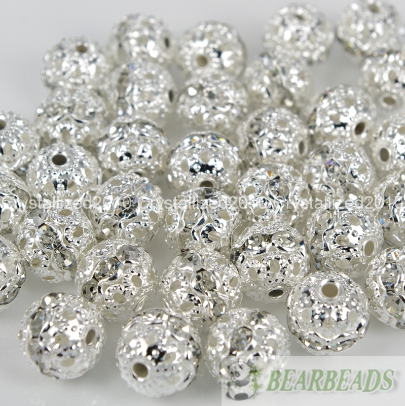 100pcs Czech Crystal Rhinestones Pave Diamante Round Spacer Beads 6mm 8mm 10mm