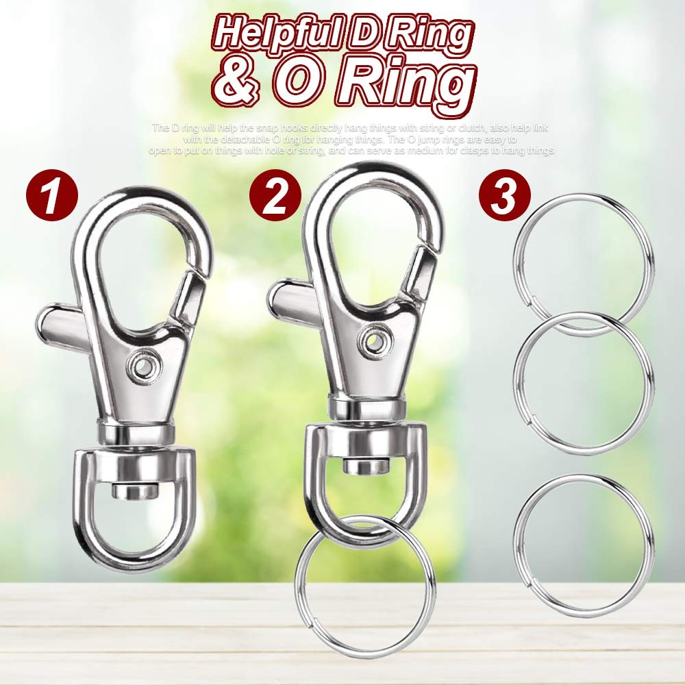 LEOBRO 160PCS Lobster Claw Clasps and Key Rings, Keychain Making Kit, Silver