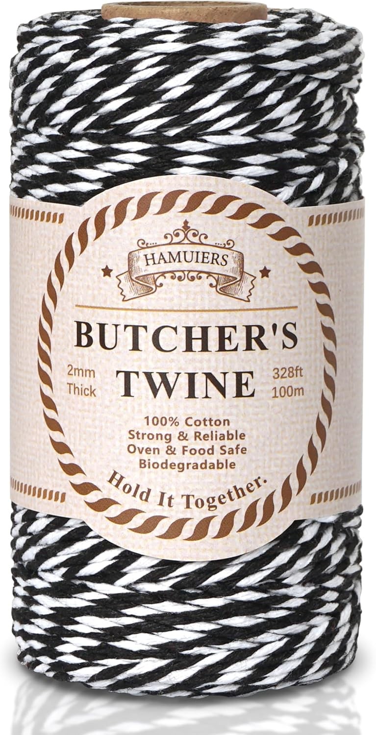 Cotton Twine String, 328 Feet Black & White – Christmas Twine for Gift Wrapping,
