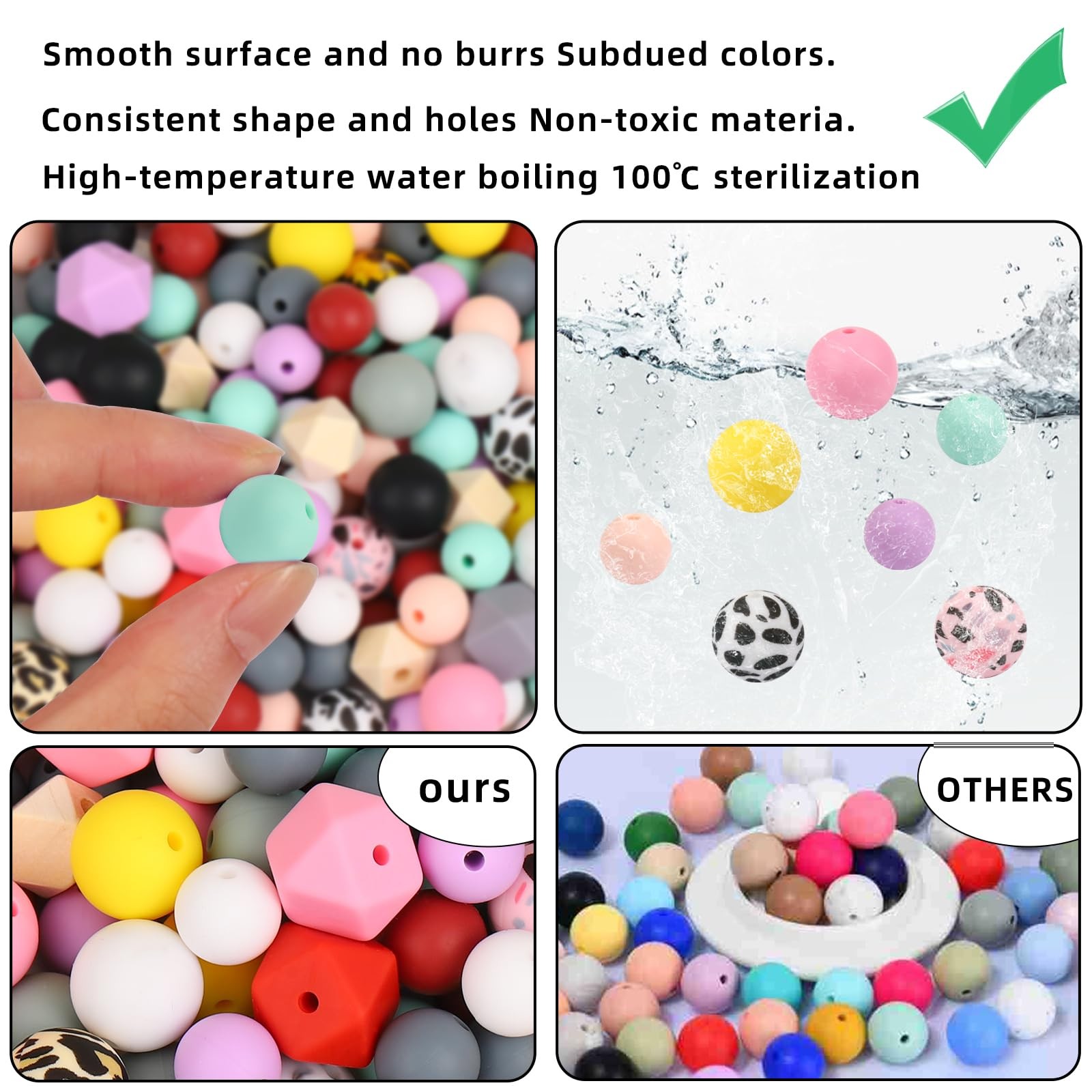 141pcs Silicone Beads for Keychain Making Kit 15mm 12mm Round 14mm Polygonal …