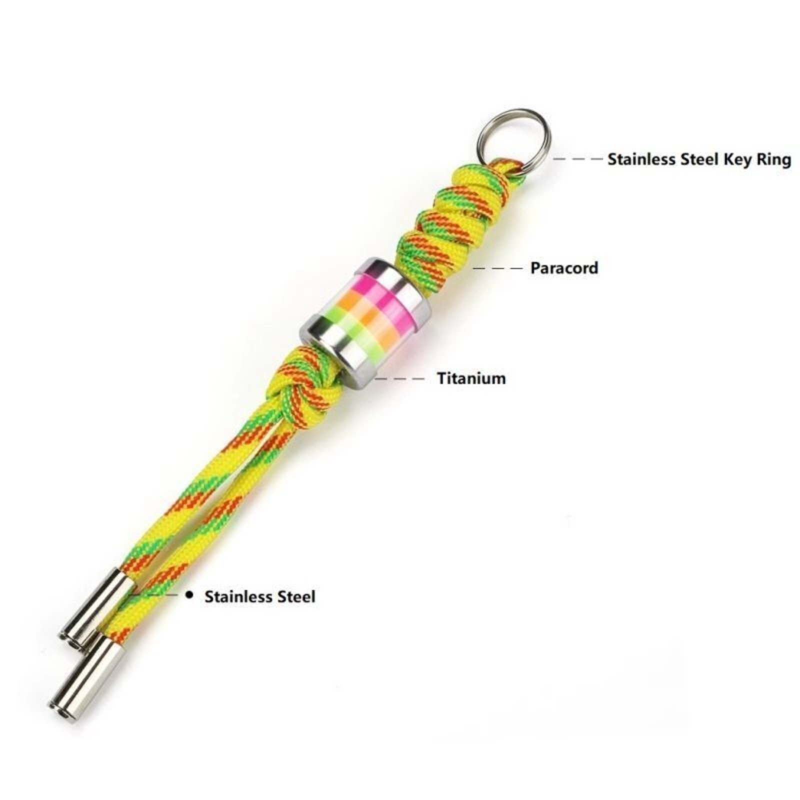 EDC Knife Lanyard with Titanium Glow in the Dark Bead Paracord Lanyard Keychain