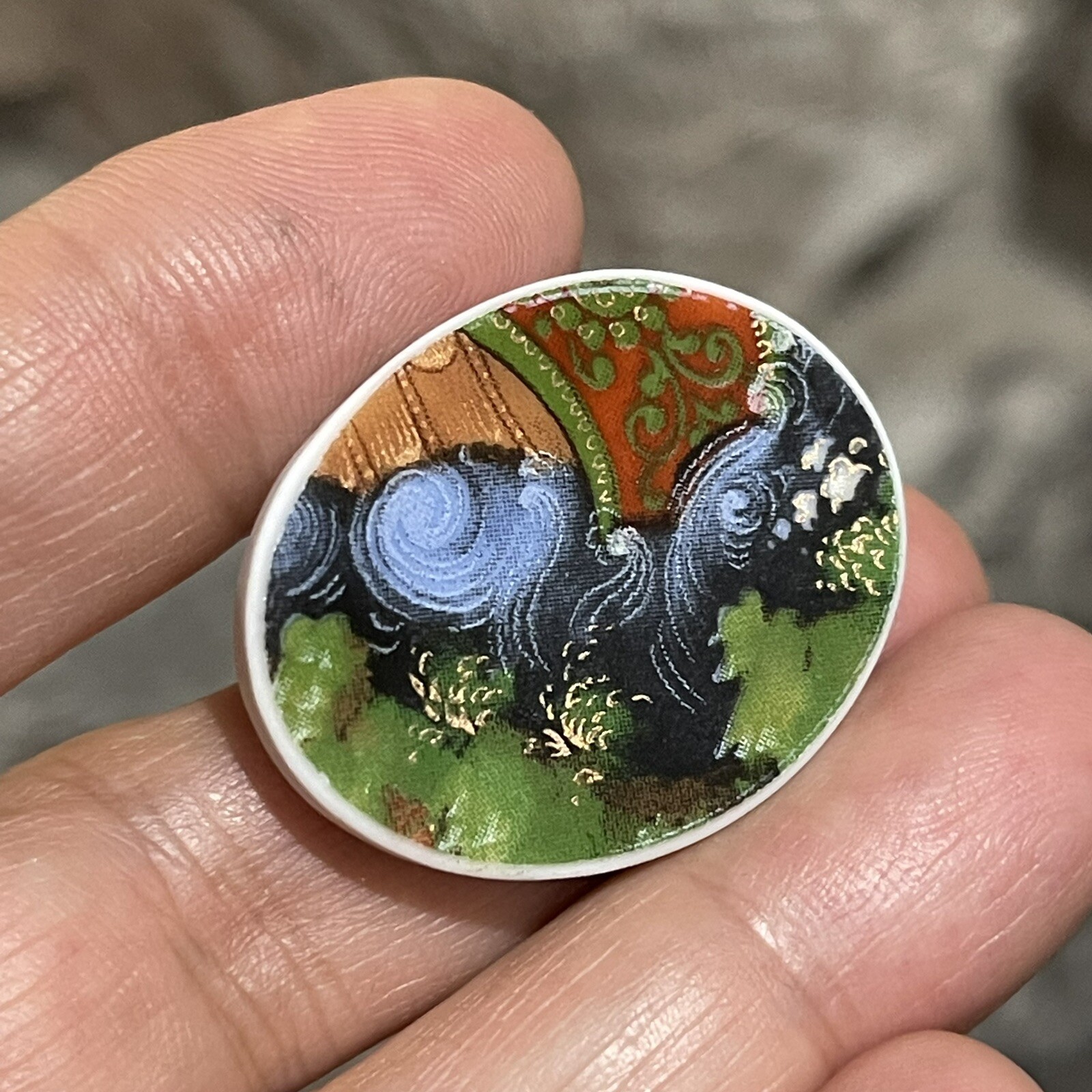 32×25.3×3.5mm Broken China Porcelain Oval Cabochon