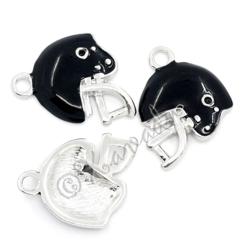 Football Helmet Wholesale Silver Plated Enamel Charms C5674 – 2, 5 Or 10PCs