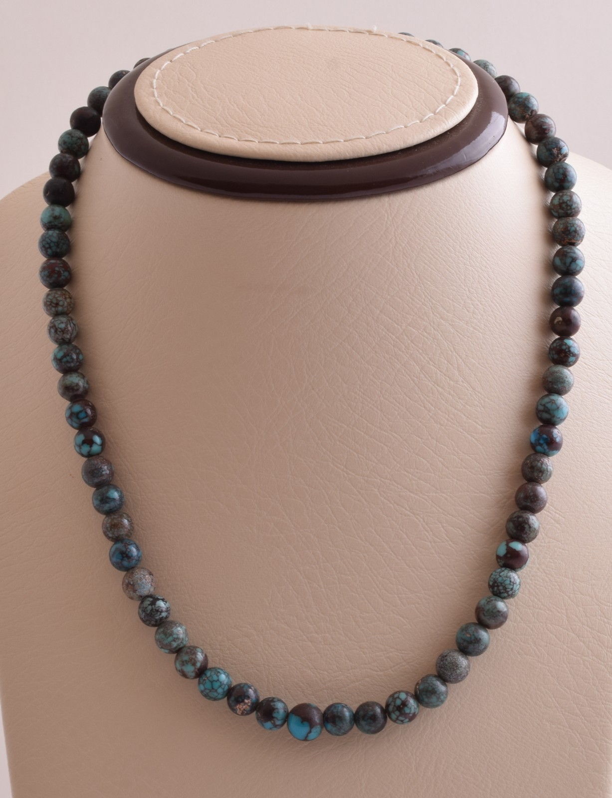 Egyptian Turquoise Spiderweb Necklace choker- round beads , 38 grams