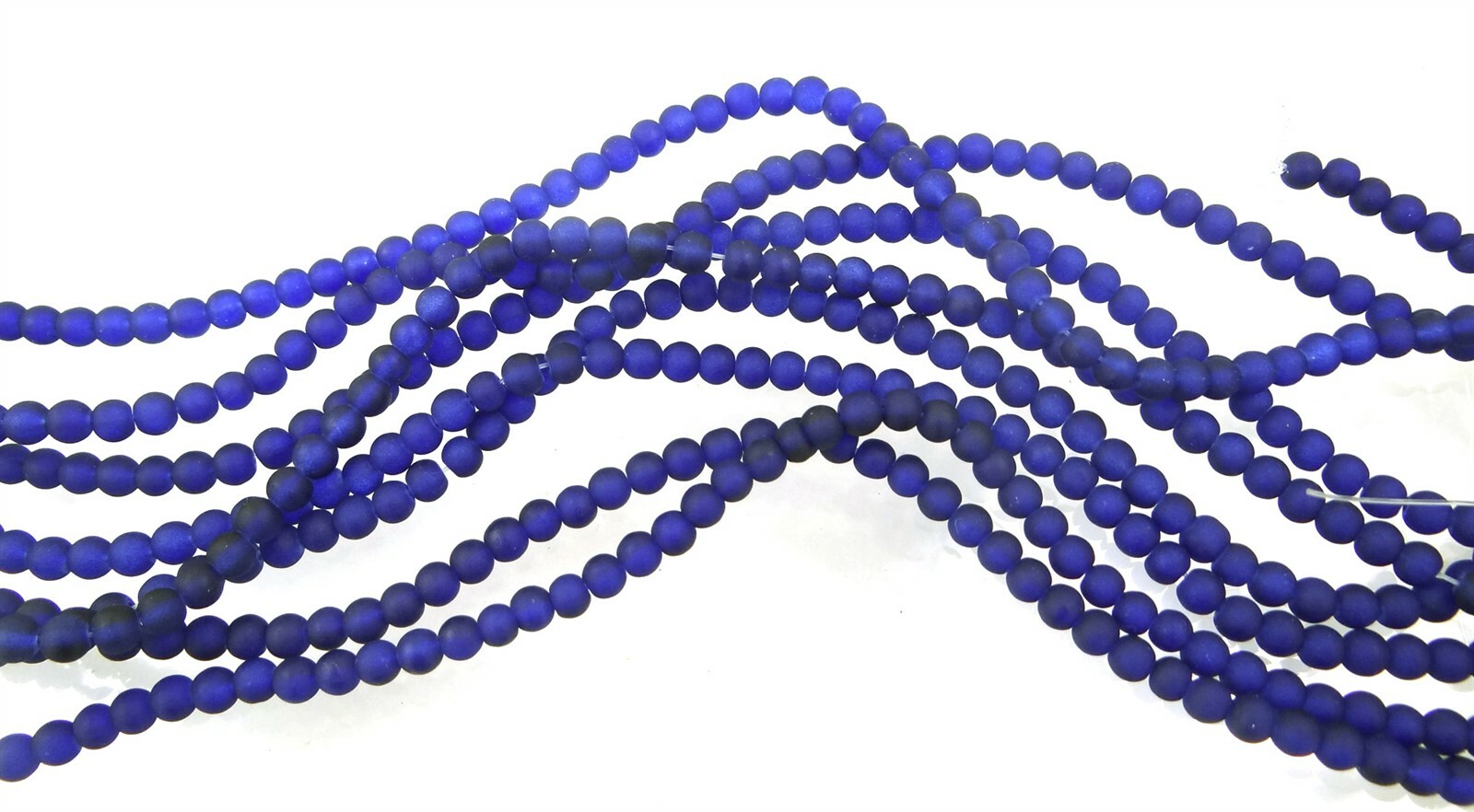 100 Czech Frosted Sea Glass Round Beads – Matte – Cobalt blue 4mm