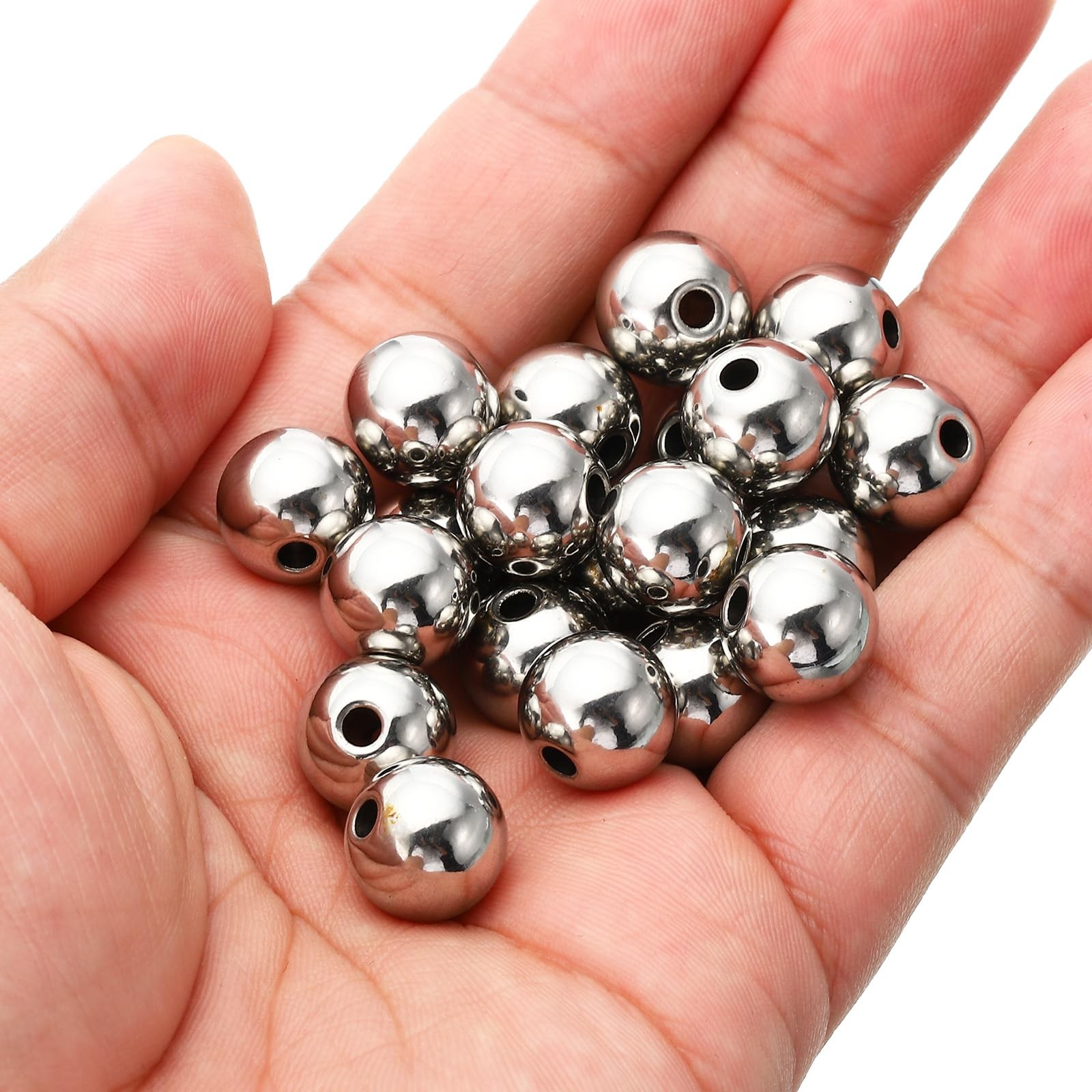 Smooth Round Spacer Beads, 20 Pcs 12mm OD 3mm ID 304 Stainless Steel Loose Ba…