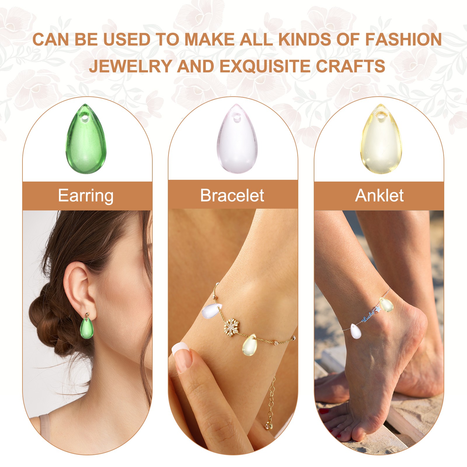 50Pcs Crystal Teardrop Beads, Top Drilled Charm Czech, AB Transparent Colors