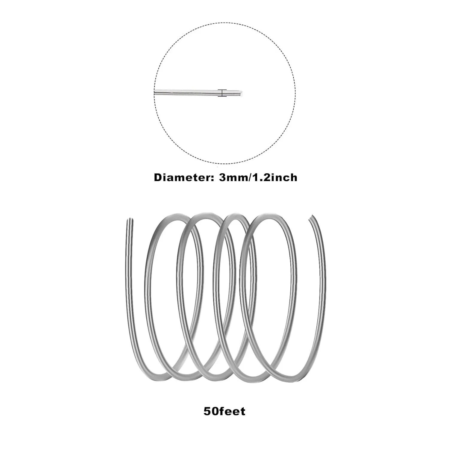 3mm Aluminum Craft Wire, 50 Feet 9 Gauge Bendable Anodized Metal 3mm, Silver