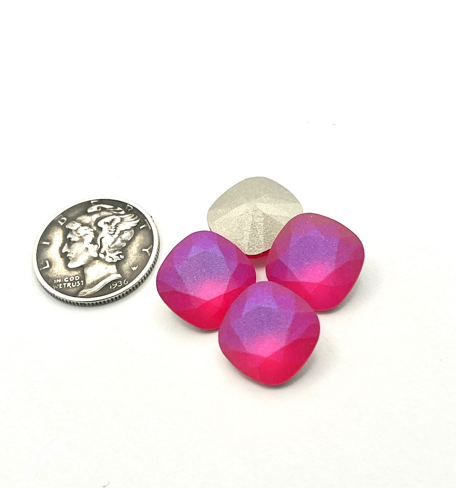 Light Siam Frost F (12mm) Swarovski 4470 Cushion Cut Stone