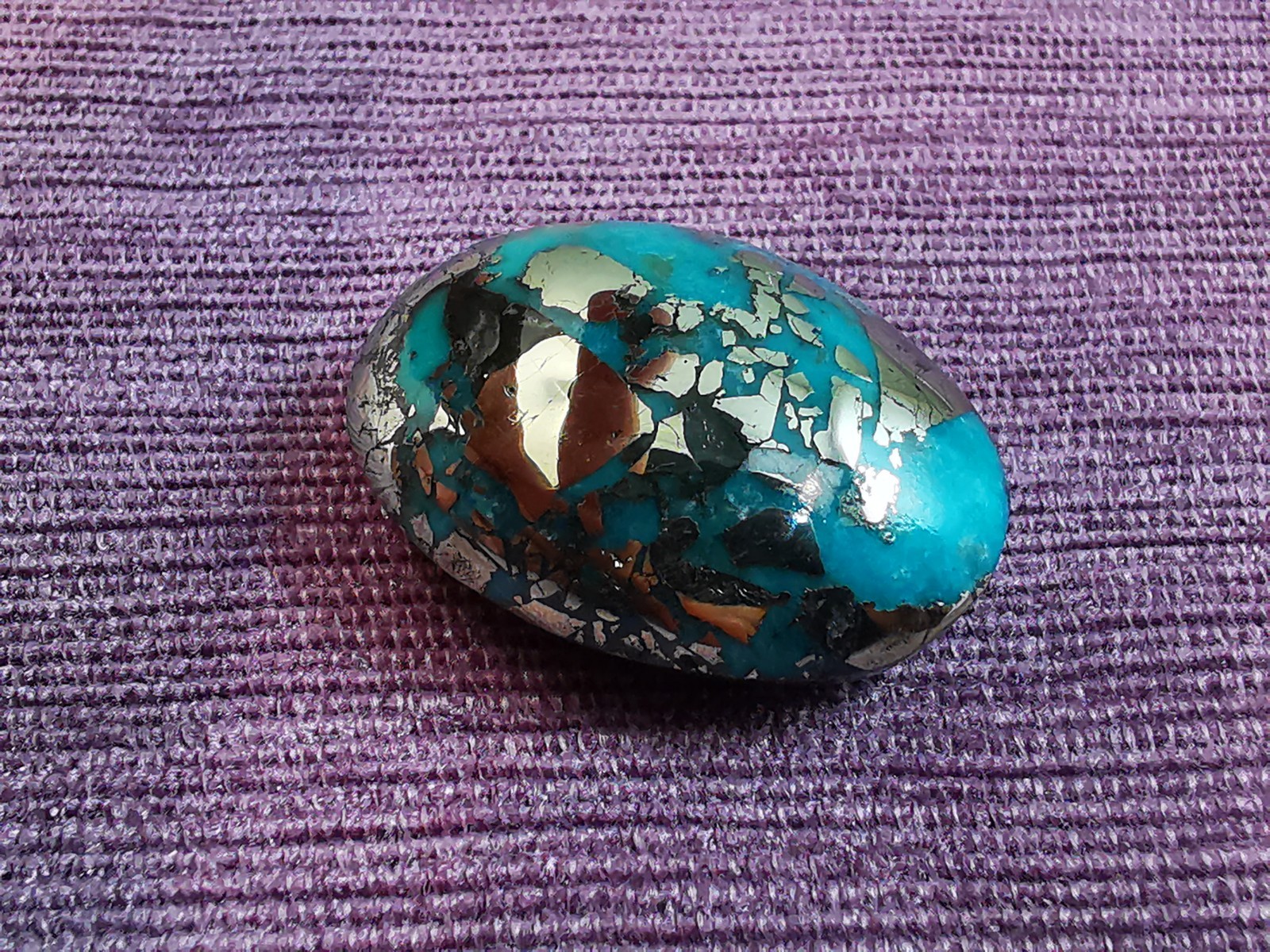 Turquoise & Pyrite Cabochon, Oval Shape, Stabilized Natural Turquoise, 100 Carat