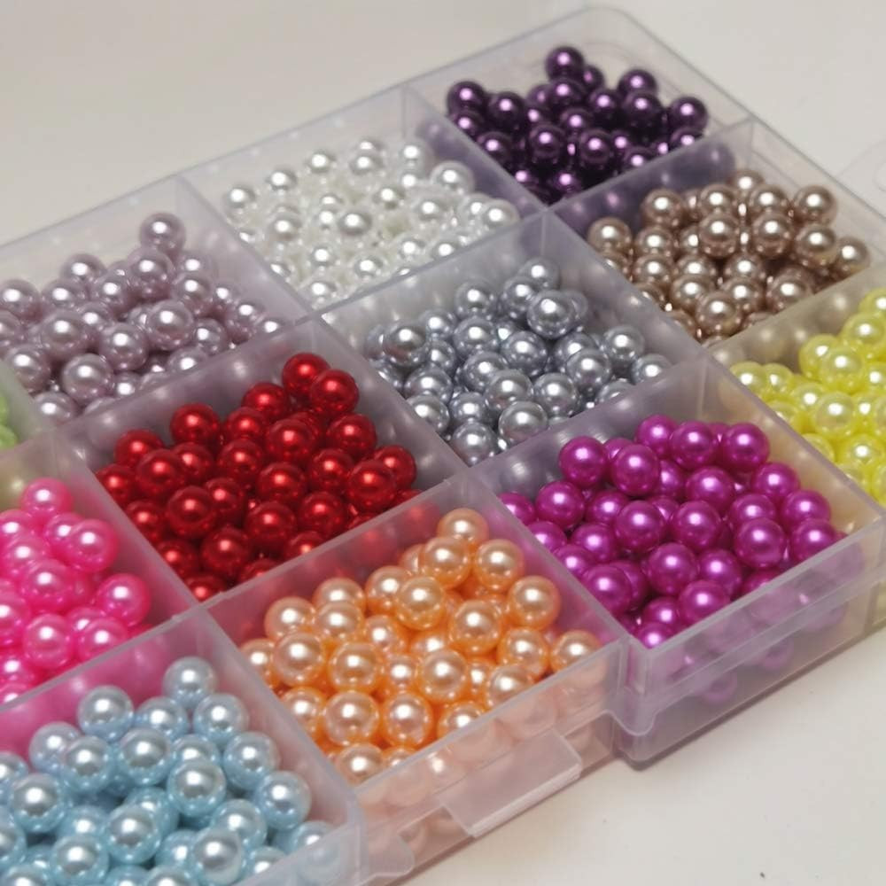 1050Pcs 6Mm Assorted 15 Colors No Hole round Ball Bead Scrapbooking Craft DIY Be