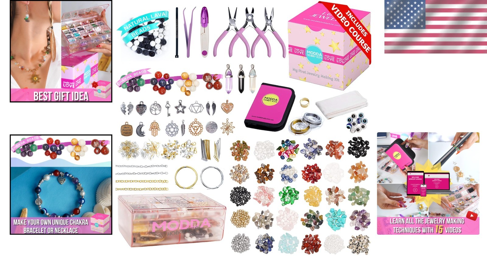 Deluxe Natural Stone Jewelry Making Kit with Video Course