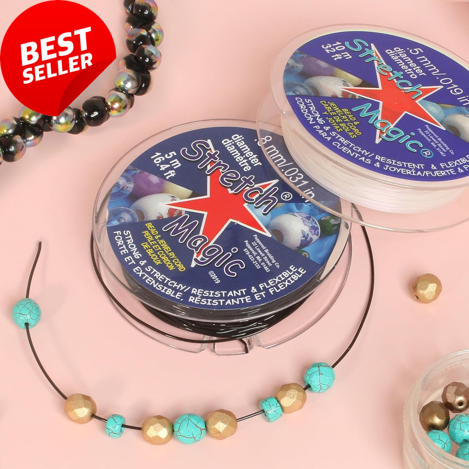 Elastic Beading Cord Black 0.5mm 10m Stretch String Jewelry Making