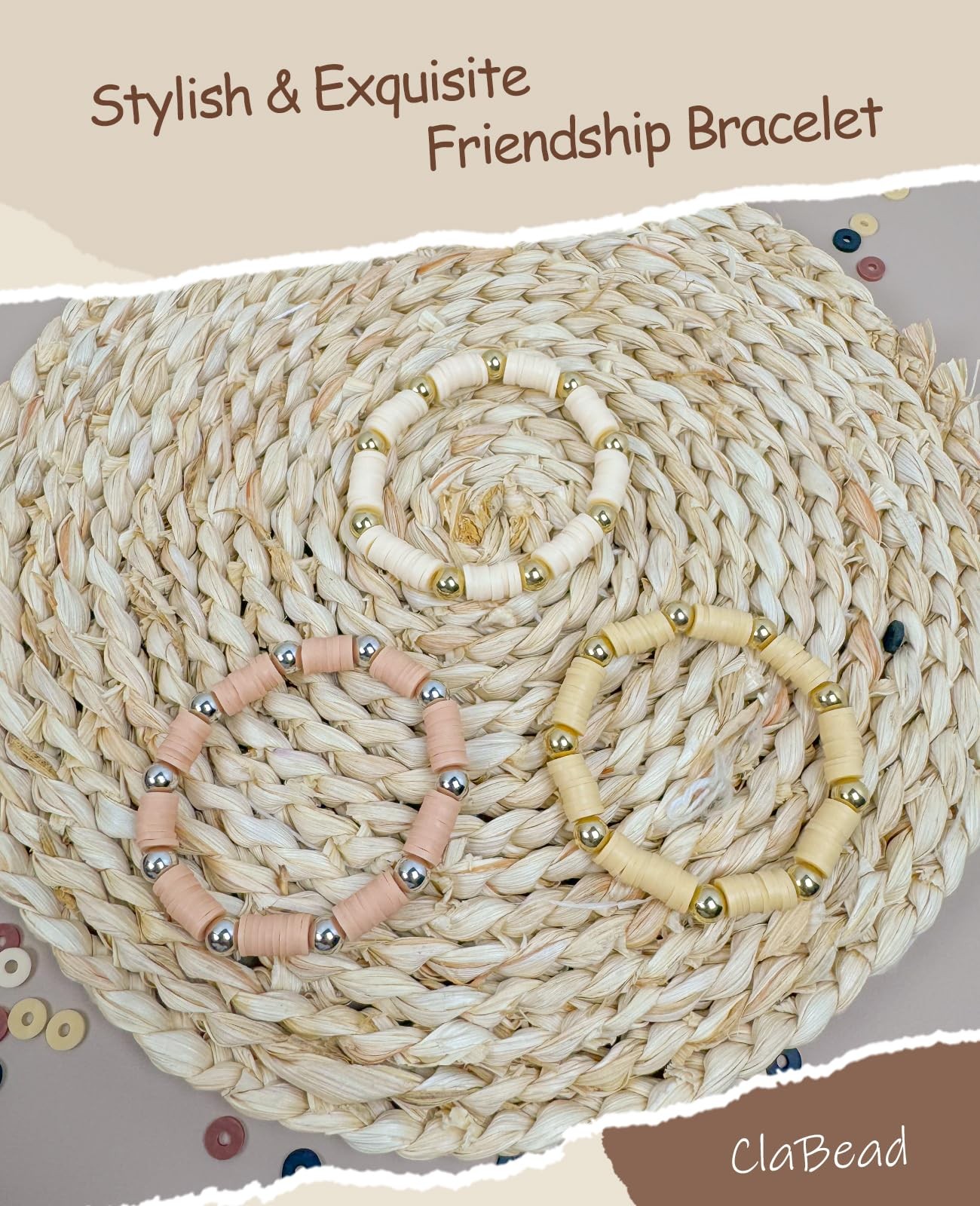 ClaBead Bracelet Making Kit 3200Pcs, Clay Beads Small, Earth Tone