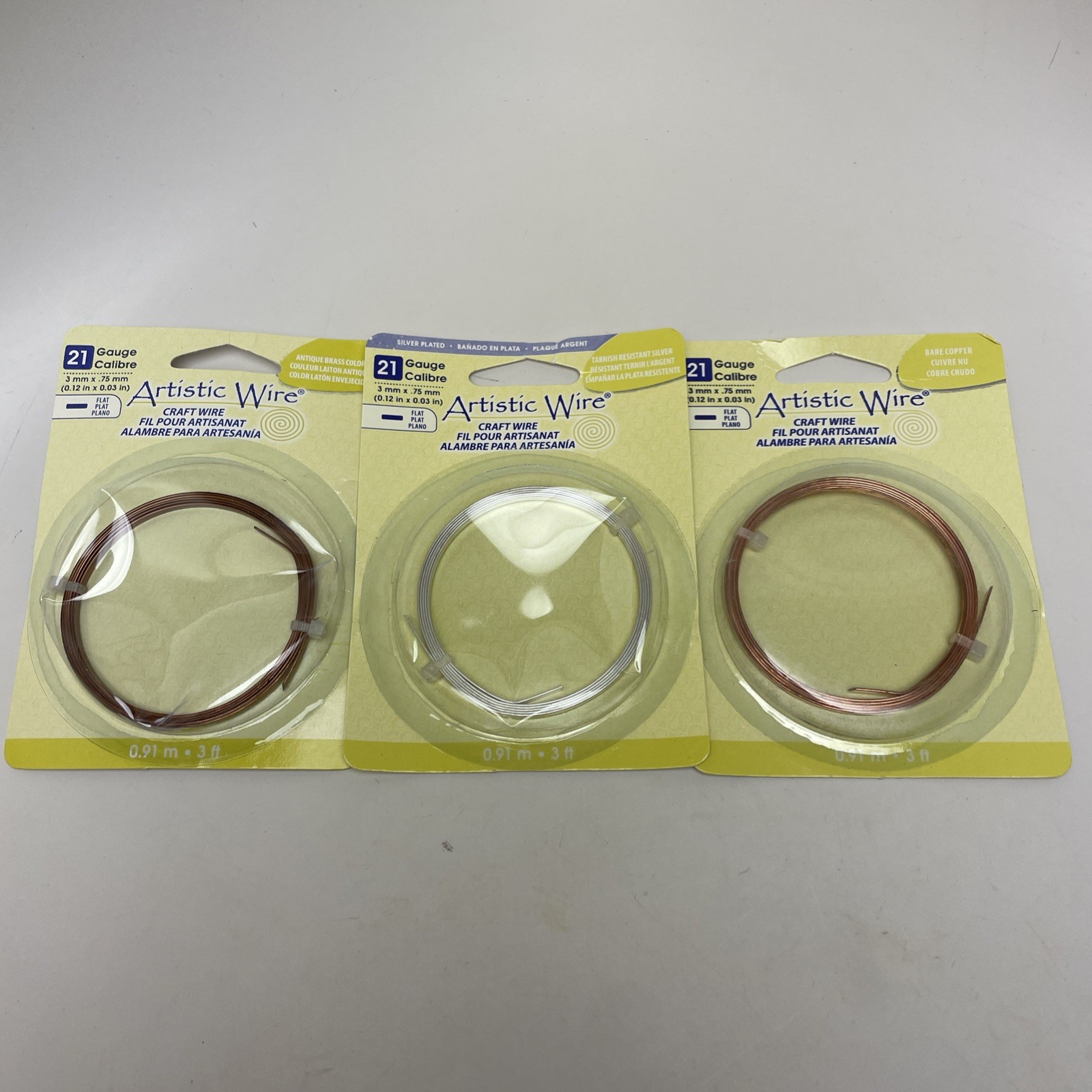 Artistic Wire Beadalon 21-Gauge Jewelry Flat Wire, 3-Feet, Lot of 3