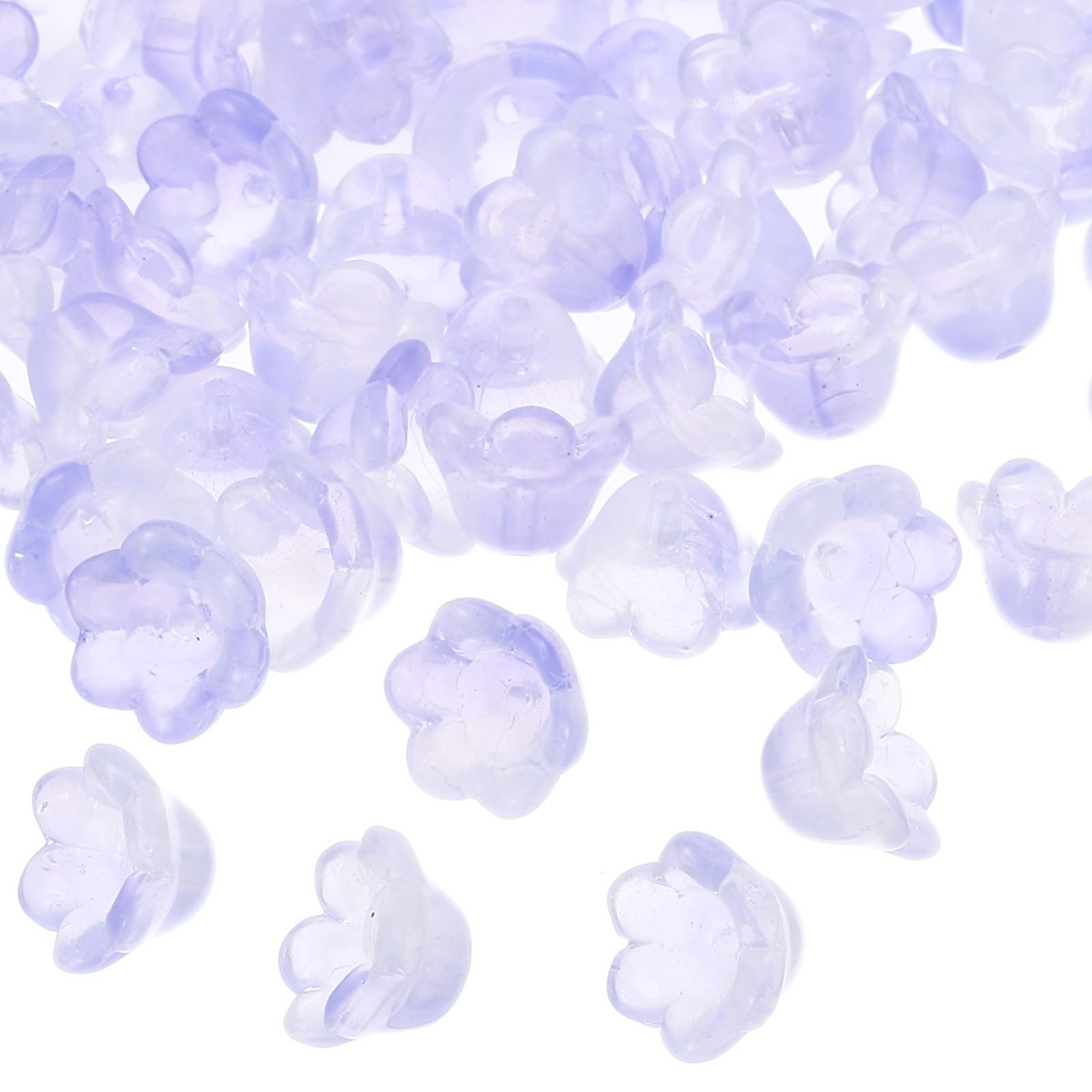 PATIKIL Glass Trumpet Flower Beads, 50 Pcs Gradient Flower Bead Charm for Jew…