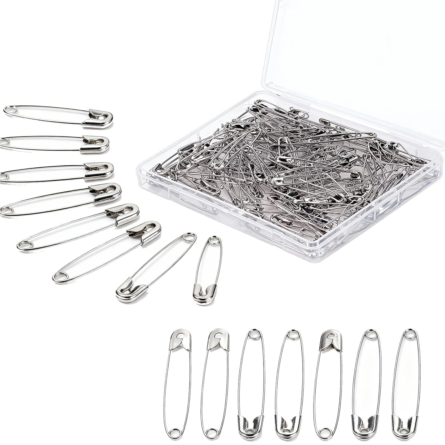 2 Inch Safety Pins, 120 Pack – Large, Nickel Plated Steel Silver
