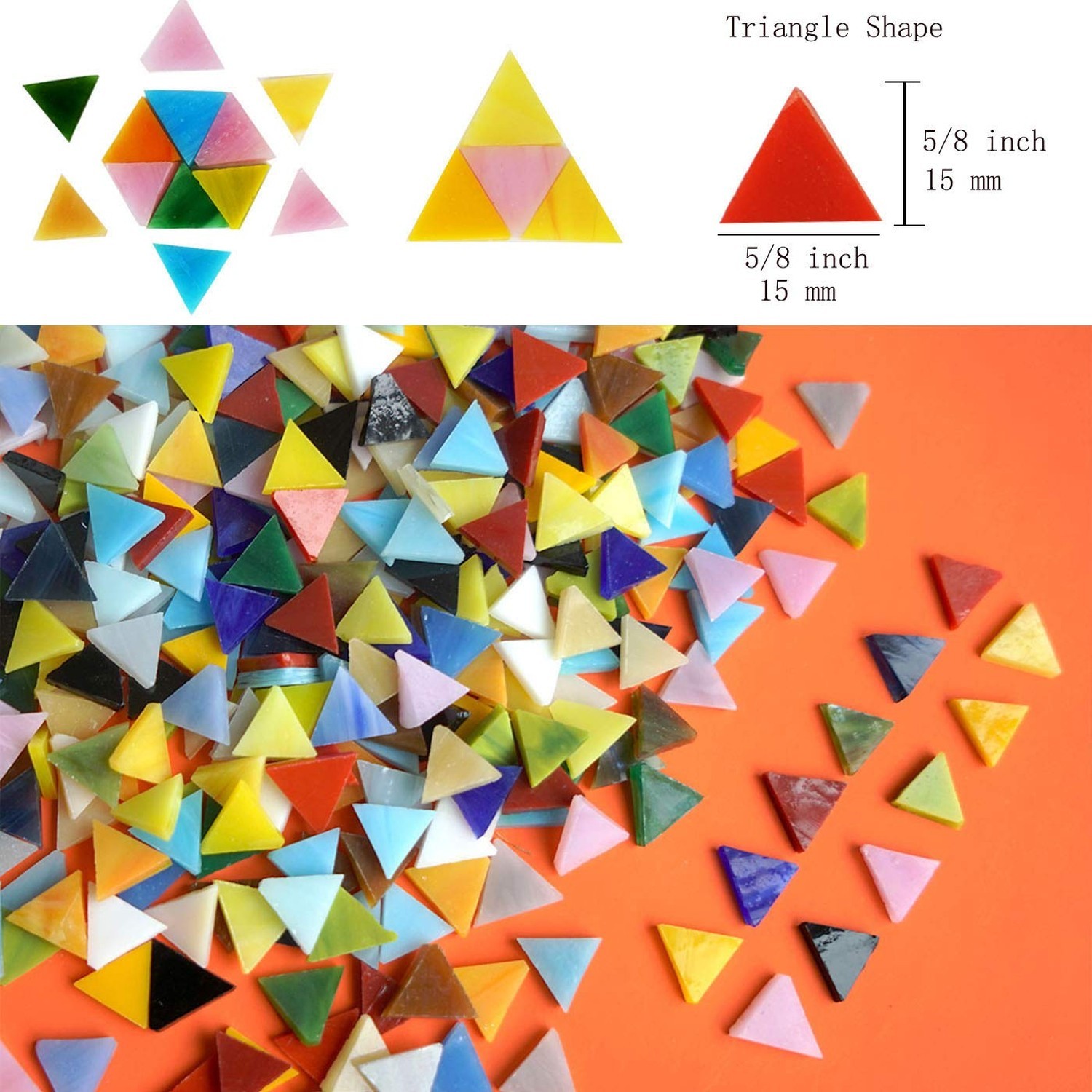 Lanyani 1050 Pieces Mixed Shapes Glass Mosaic Tiles for Crafts, Colorful Stai…