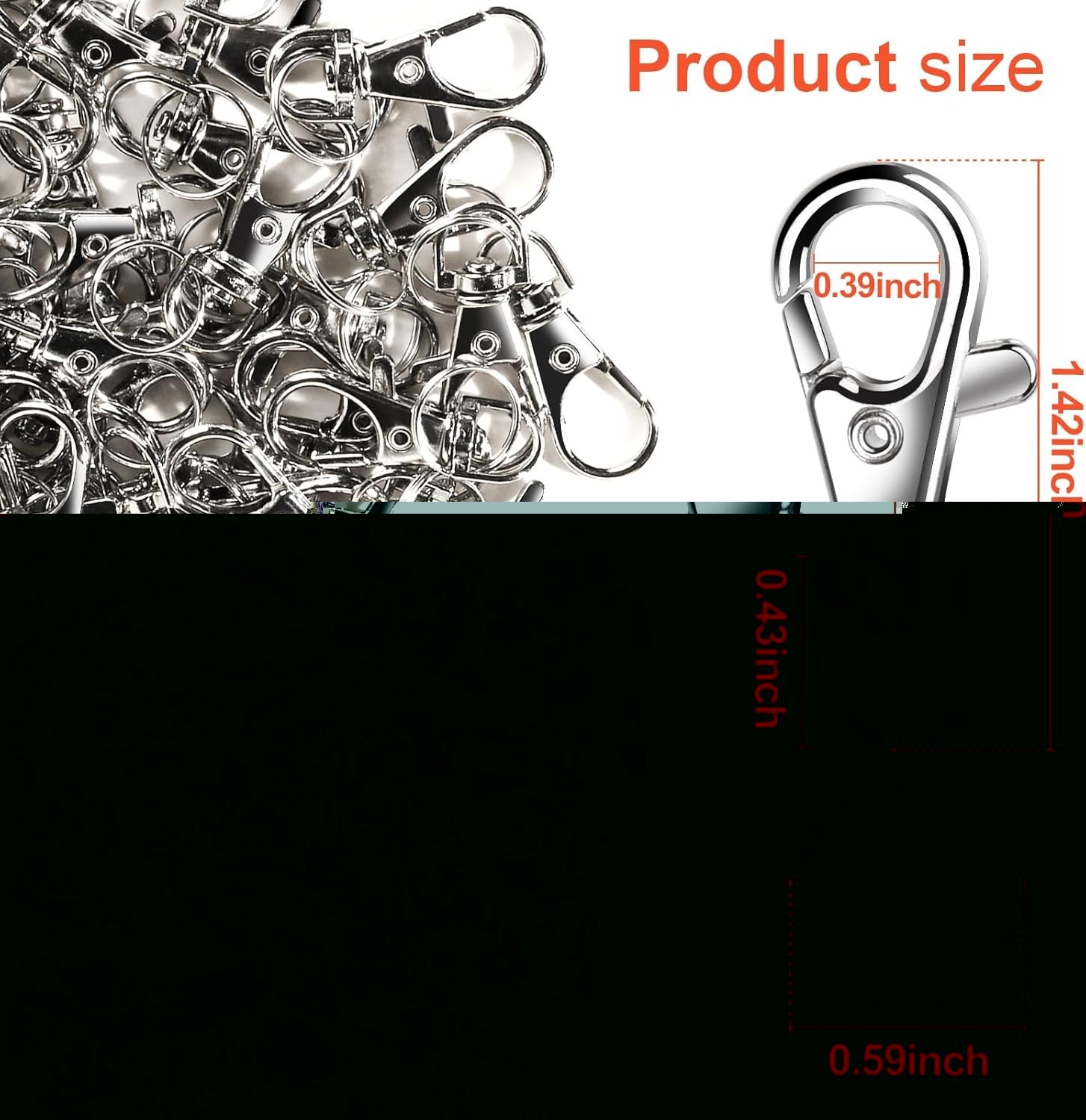 LEOBRO 60PCS Lobster Claw Clasps and Key Rings, 30PCS Keychains Clips and 30PCS