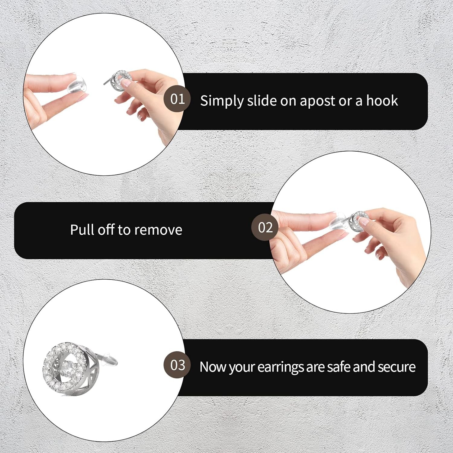 6 Styles Silicone Earring Backs for Studs, 600 Pcs Clear Soft 6 styles-A