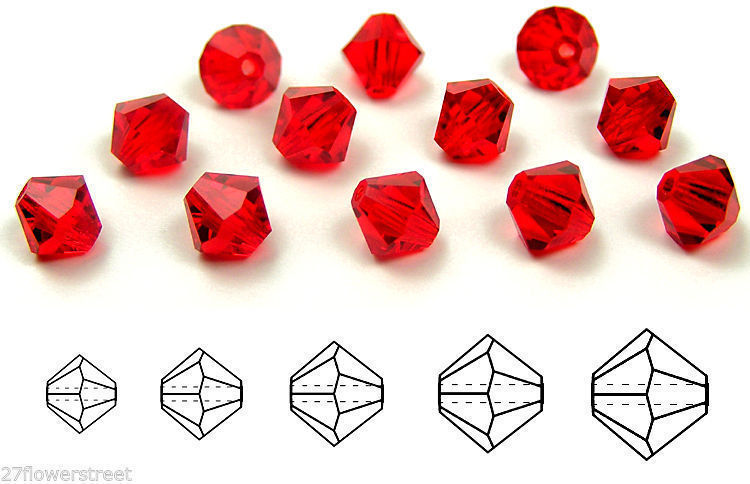 Czech Bicone Crystal Beads Light Siam red Rondelle Diamond 3mm 4mm 5mm 6mm 8mm
