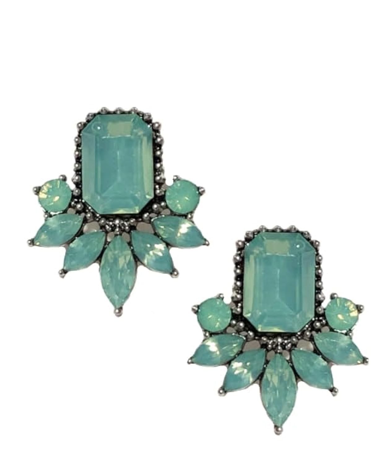 Art Deco Antique Retro Vintage Style Mint Seafoam Green Opal Rhinestone Bridal B