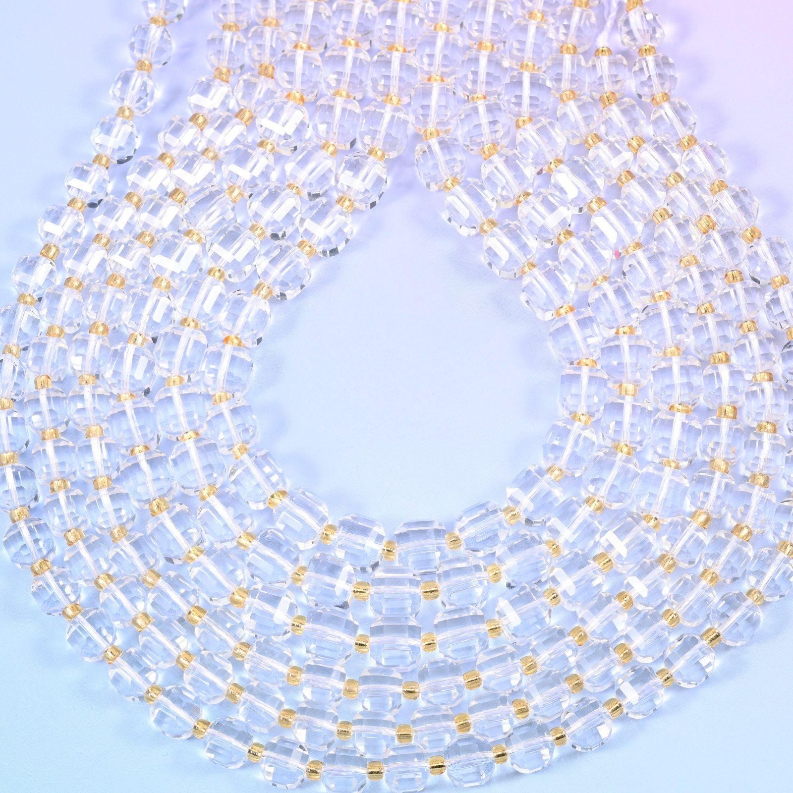 Clear Quartz Faceted Cube Beads: Size 6mm 8mm, Jewelry Making, 15 inch Strand