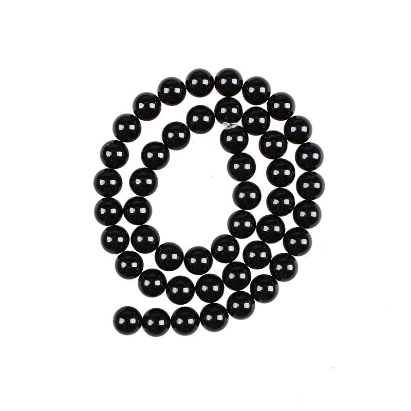 Natural Black Agate Gemstone Round Beads For Jewelry Making 15” 4mm