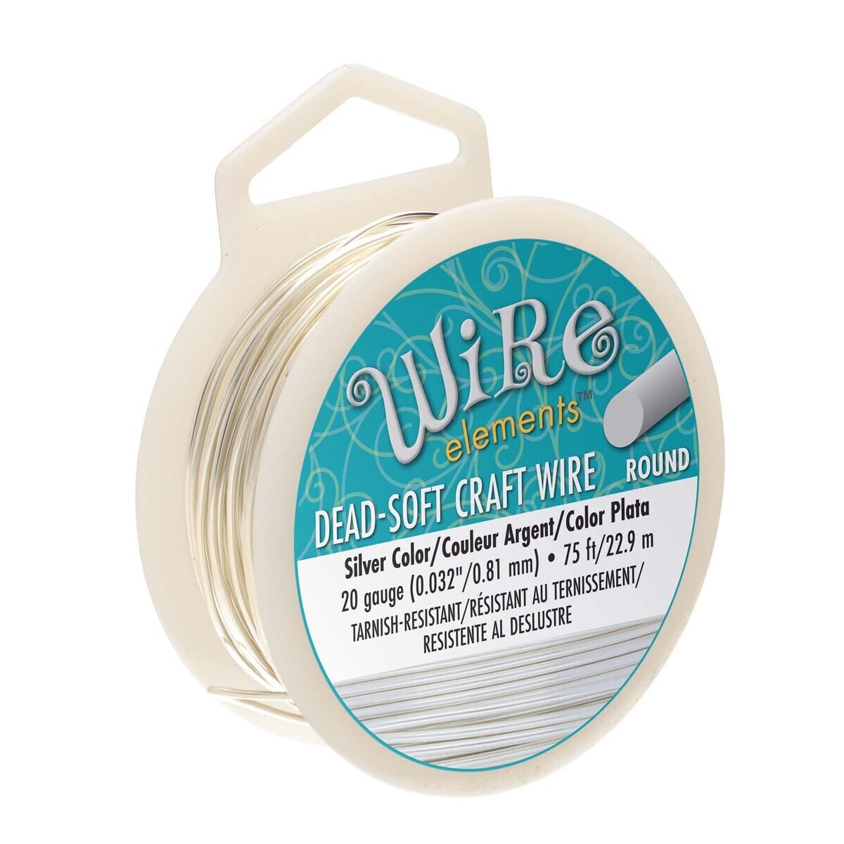 Wire, 75 Foot Spool BeadSmith Non Tarnish Silver 20 Gauge Wrapping Wire