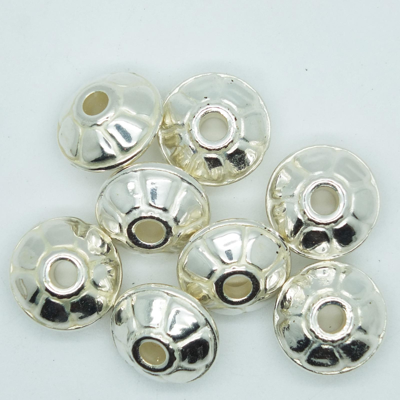 16mm Wagon Wheel Metalized Large Hole Beads Bright Silver Finish pk/8