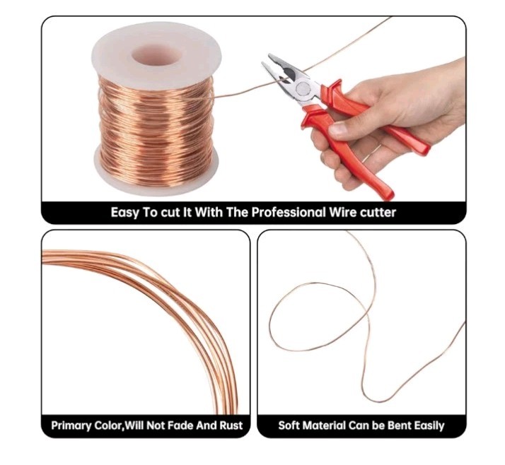 99.9% Solid Bare Copper Wire 24 Gauge .5 mm 800Ft 1lb Spool