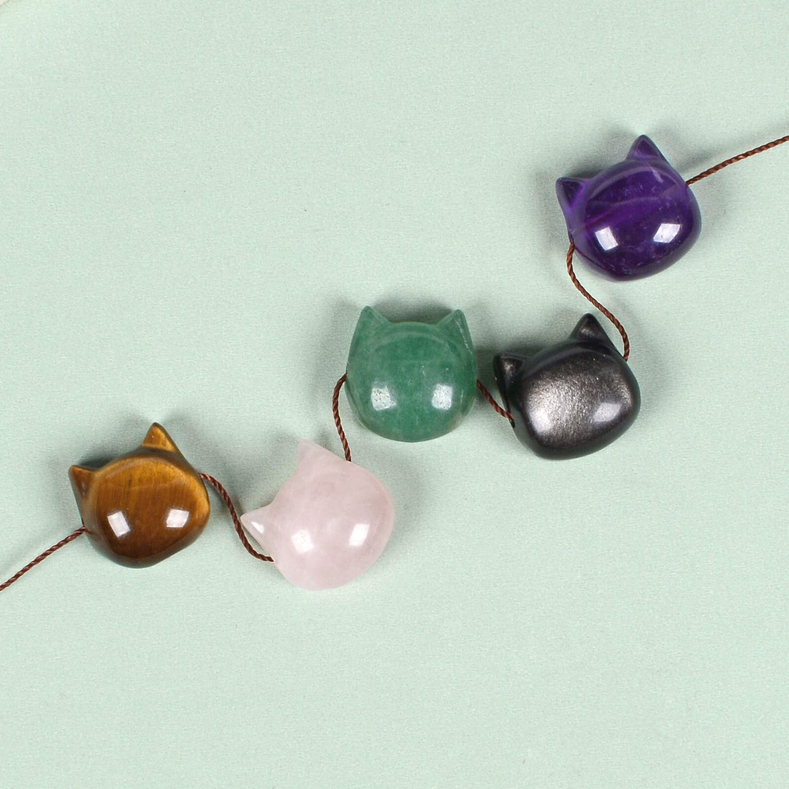 15mm Cat Head Gemstone fashion pendant bead Jewellery Making