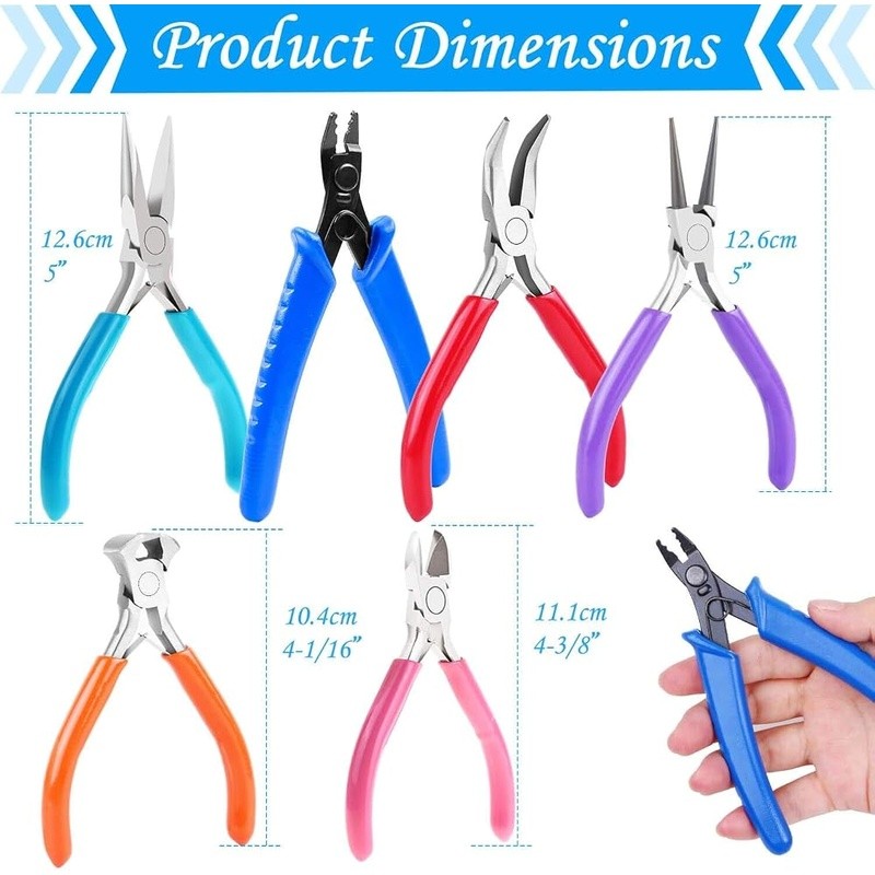 6 Piece Jewelry Making Tools Pliers Set Beading Wire Wrapping Craft DIY New