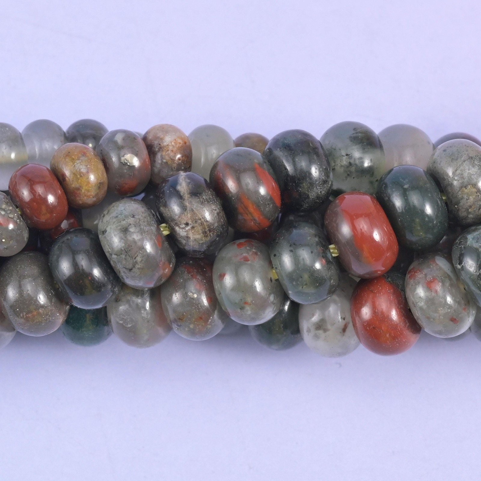 African Bloodstone Smooth Rondelle Beads Jewelry Making 4x6mm 5x8mm 15.5″ Strand