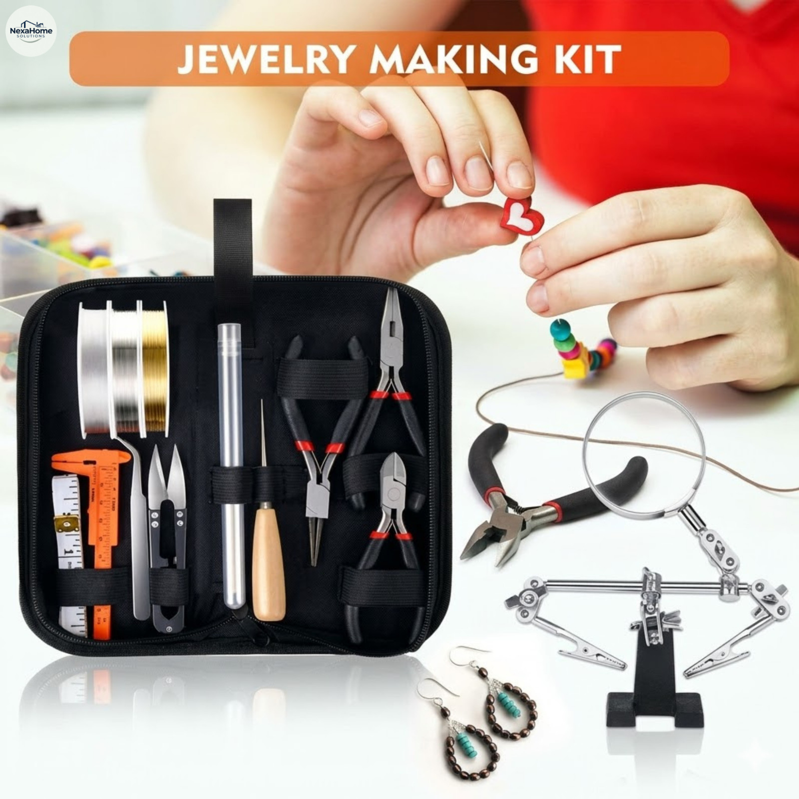 Jewelry Making Supplies Kit Tools Wire Findings Repair Beading DIY Adult