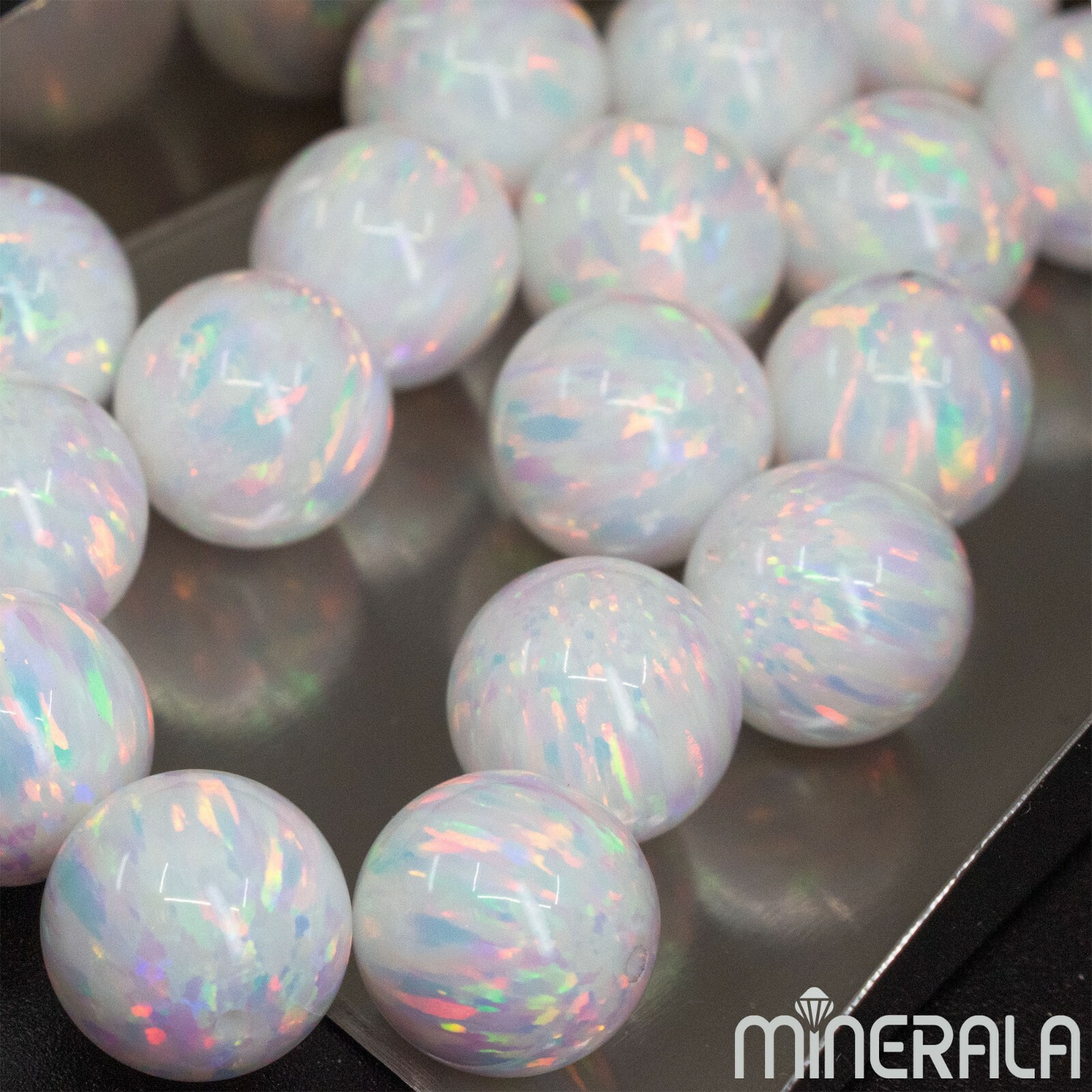 WHITE LAB CREATED SYNTHETIC OPAL ROUND LOOSE BEADS 2mm-16mm FULL DRILLED WP001C7